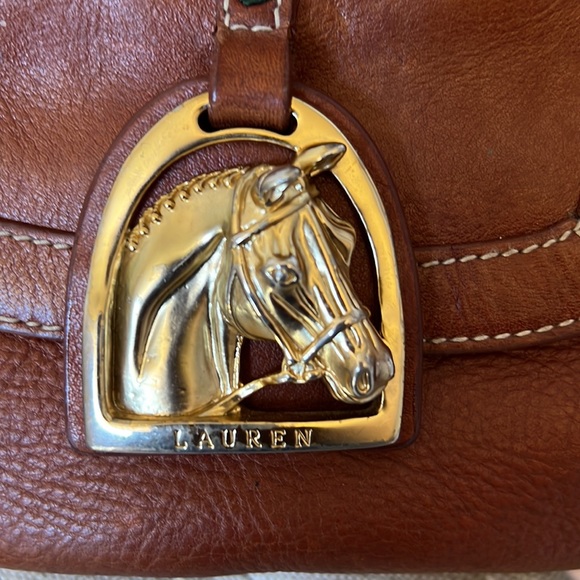 Ralph Lauren Vintage Western Style Horse Emblem Leather Tote Shoulder Bag - Picture 4 of 13